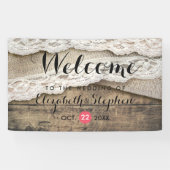 Rustic Country Wood Burlap Wedding Welkom Spandoek (Horizontaal)