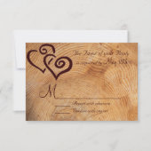 Rustic Country Wood Double Hearts Wedding RSVP Kaartje (Voorkant)