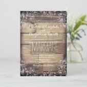 Rustic Country Wood Flourish Wedding Invitations Kaart (Staand voorkant)