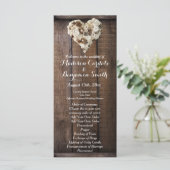 Rustic Country Wood Flowers Heart Wedding Programs Programmakaart (Staand voorkant)
