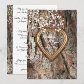 Rustic Country, Wood Heart Lijst, huwelijksadvies, Advieskaart (Voorkant / Achterkant)