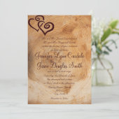 Rustic Country Wood Hearts Wedding Invitation Kaart (Staand voorkant)