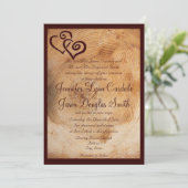 Rustic Country Wood Hearts Wedding Invitation Kaart (Staand voorkant)