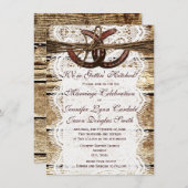Rustic Country Wood Hoefijzer Wedding Invitations Kaart (Voorkant / Achterkant)