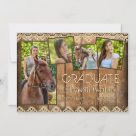 Rustic Country Wood Lace AFSTUDEREN Foto Collage Aankondiging
