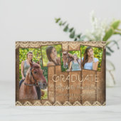 Rustic Country Wood Lace AFSTUDEREN Foto Collage Aankondiging (Staand voorkant)