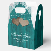 Rustic Country Wood Lace Blauwgroen Weddenschap Be Bedankdoosjes (Geopend)