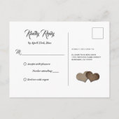 Rustic Country Wood Lace Burlap Heart Wedding RSVP Uitnodiging Briefkaart (Achterkant)