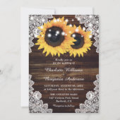 Rustic Country Wood Lace Sunflower Wedding Kaart (Voorkant)