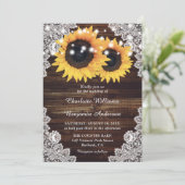 Rustic Country Wood Lace Sunflower Wedding Kaart (Staand voorkant)