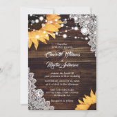 Rustic Country Wood Lace Sunflower Wedding Kaart (Voorkant)