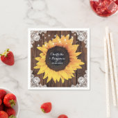 Rustic Country Wood Lace Sunflower Wedding Napkins Servet (Insitu)