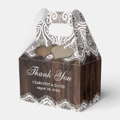 Rustic Country Wood Lace Wedding Bedankdoosjes (Achterkant)