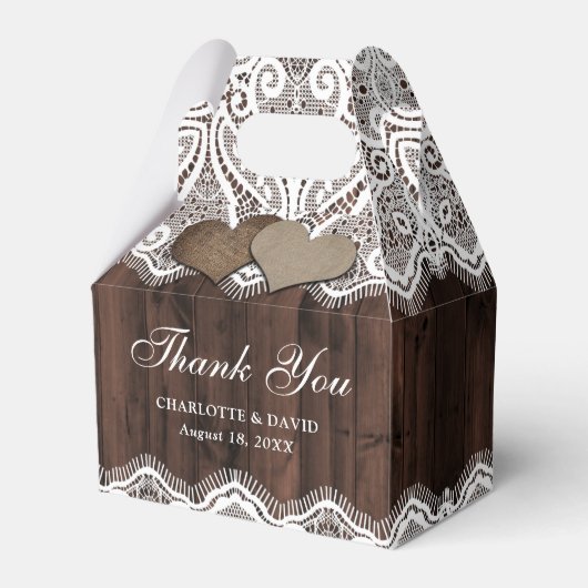 Rustic Country Wood Lace Wedding Bedankdoosjes (Voorkant Zijde)