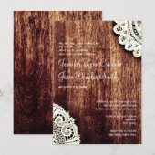 Rustic Country Wood Lace Wedding Invitations Kaart (Voorkant / Achterkant)