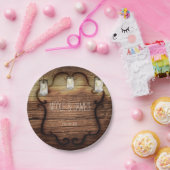 Rustic Country Wood & Lighted Mason Jars Wedding Papieren Bordje (Feest)