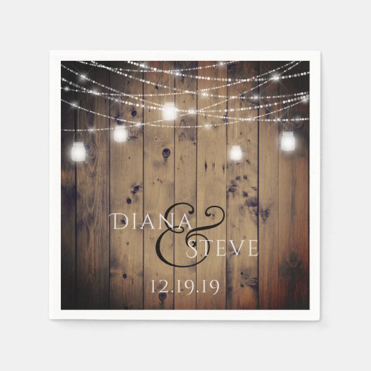 Rustic Country Wood Mason Jar Wedding Servet (Voorkant)