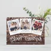 Rustic Country Wood Merry-kerstfoto Feestdagenkaart (Staand voorkant)