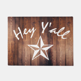 Rustic Country Wood & Star Hey Y'all Deurmat