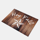 Rustic Country Wood & Star Hey Y'all Deurmat (Schuin)