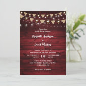 Rustic Country Wood String Lights Wedding Kaart (Staand voorkant)