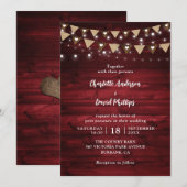 Rustic Country Wood String Lights Wedding Kaart (Voorkant / Achterkant)