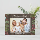 Rustic Country Woodgrain Holiday Kerstfoto Kaart (Staand voorkant)
