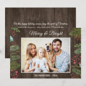 Rustic Country Woodgrain Holiday Kerstfoto Kaart (Voorkant / Achterkant)