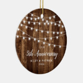 Rustic Country Woodgrain Jubileum Dated Keramisch Ornament (Rechts)