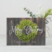 Rustic Country Woodsy Botanische Wreater Kerstmis Feestdagenkaart (Staand voorkant)