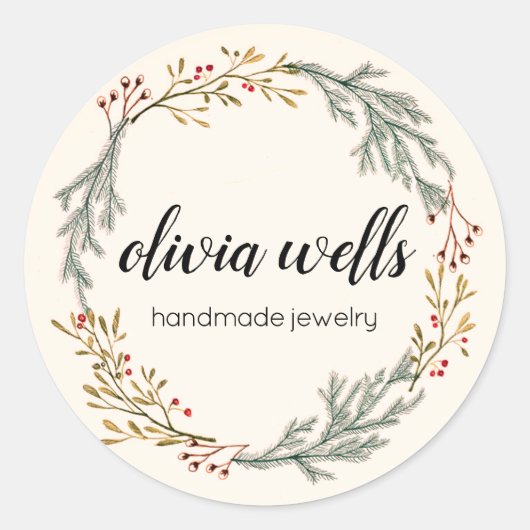 Rustic Country WreatSignature Script Ronde Sticker (Voorkant)