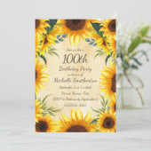 Rustic Country Yellow Sunflower 100e verjaardag in Kaart (Staand voorkant)