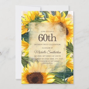 Rustic Country Yellow Sunflower 60th Birthday Kaart