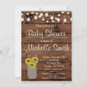 Rustic Country Zonnebloem Mason Jar Baby shower Kaart (Voorkant)