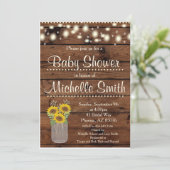 Rustic Country Zonnebloem Mason Jar Baby shower Kaart (Staand voorkant)