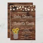 Rustic Country Zonnebloem Mason Jar Baby shower Kaart (Voorkant / Achterkant)