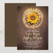 Rustic Country Zonnebloem Repetitie Diner Uitnodig Kaart (Voorkant / Achterkant)