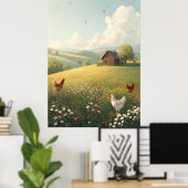 Rustic Countryside Cabin with Wildflowers  Poster (Thuiskantoor)