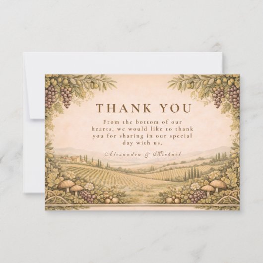 Rustic Countryside Vineyard Wedding Bedankkaart (Voorkant)