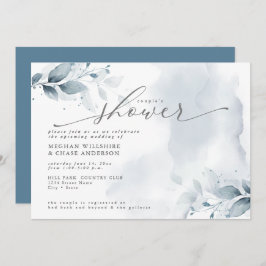 Rustic Couple's Shower Dusty Blue Foliage Kaart