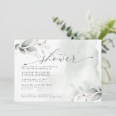 Rustic Couple's Shower Dusty Green Foliage Invitat Kaart (Staand voorkant)