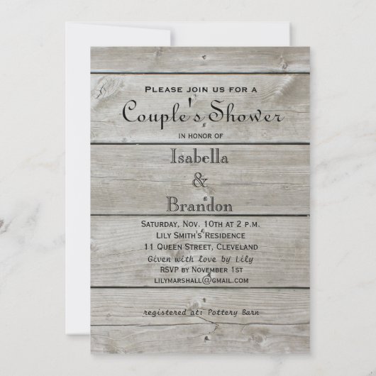 Rustic Couple's Shower Time to Drink Champagne Kaart (Achterkant)