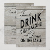 Rustic Couple's Shower Time to Drink Champagne Kaart (Voorkant / Achterkant)