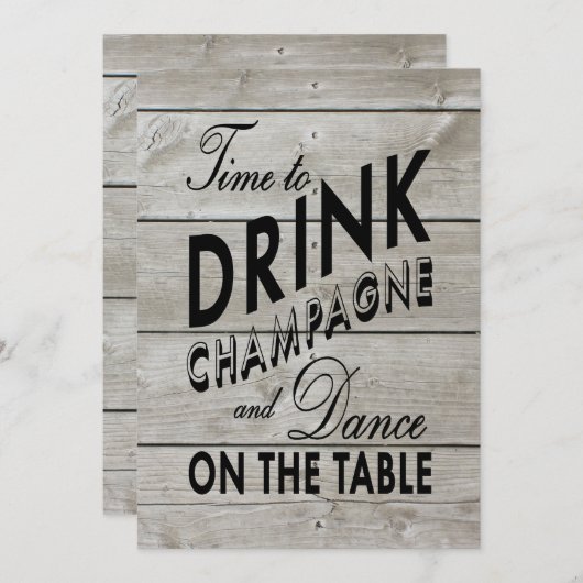 Rustic Couple's Shower Time to Drink Champagne Kaart (Voorkant / Achterkant)