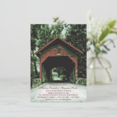 Rustic Covered Bridge Country Wedding Invitations Kaart (Staand voorkant)