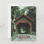 Rustic Covered Bridge Country Wedding Invitations Kaart (Achterkant)