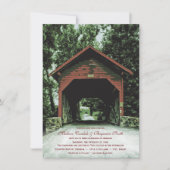 Rustic Covered Bridge Country Wedding Invitations Kaart (Voorkant)
