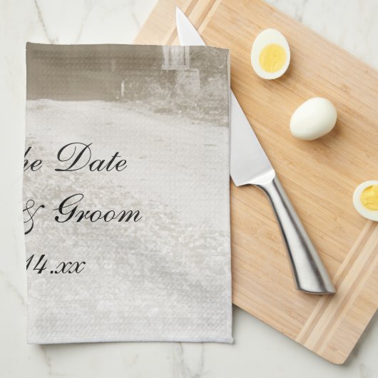 Rustic Covered Bridge Wedding Save the Date Theedoek (Quarter Fold)