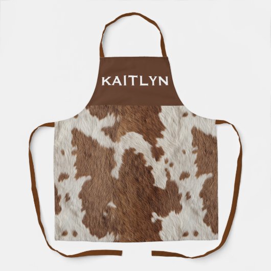 Rustic Cow Faux Fur Spots Brown White  Schort (Voorkant)