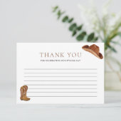 Rustic Cowboy Baby shower Bedankkaart (Staand voorkant)